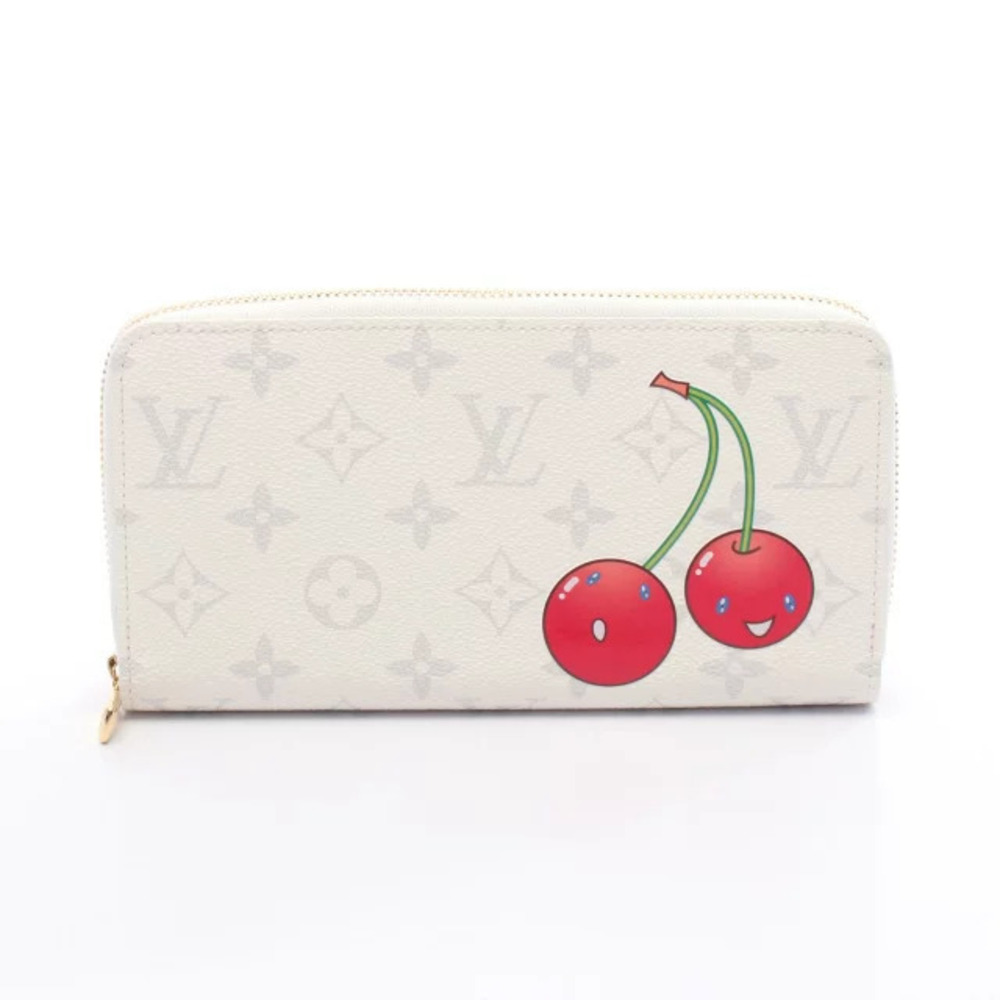Louis Vuitton LV TM Zippy Wallet Round Long Canvas Monogram Cherry Red White